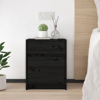 vidaXL Bedside Cabinets 2 pcs Black 40x31x50 cm Solid Pinewood