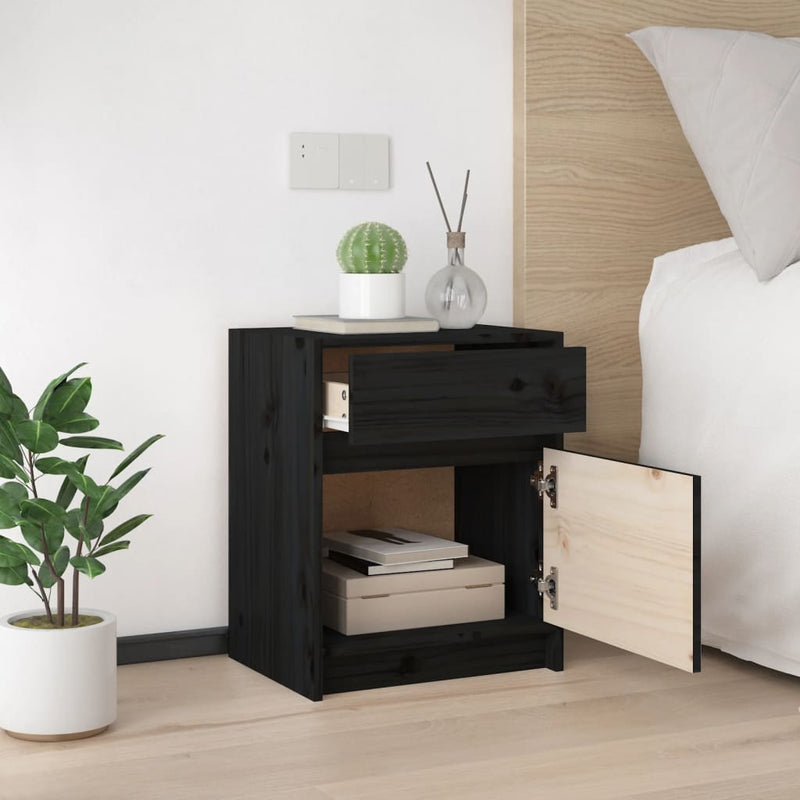vidaXL Bedside Cabinets 2 pcs Black 40x31x50 cm Solid Pinewood
