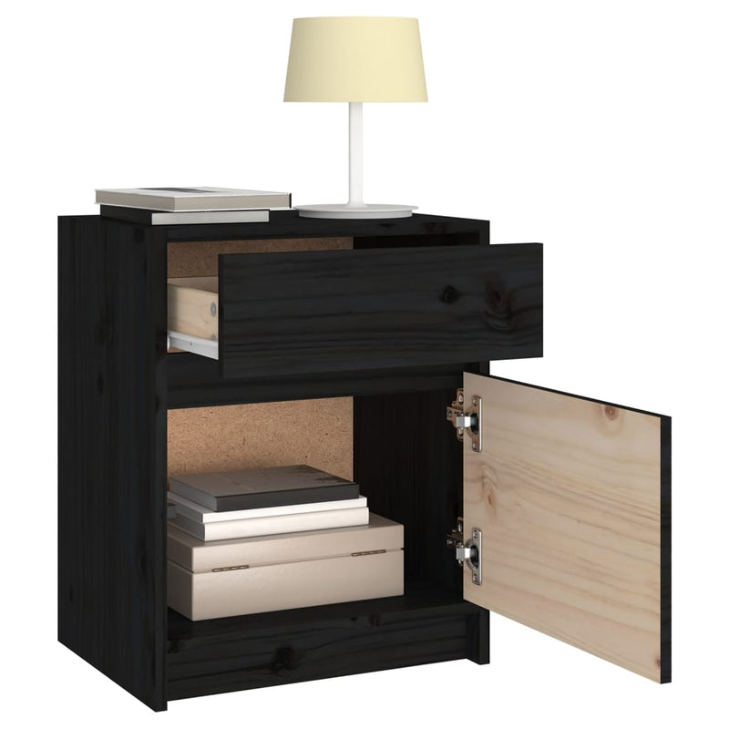 vidaXL Bedside Cabinets 2 pcs Black 40x31x50 cm Solid Pinewood