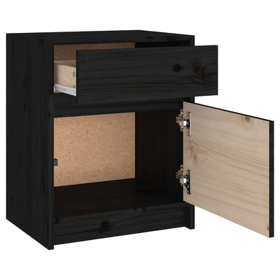 vidaXL Bedside Cabinets 2 pcs Black 40x31x50 cm Solid Pinewood