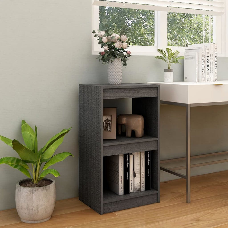 vidaXL Book Cabinet Grey 40x30x71.5 cm Solid Pinewood