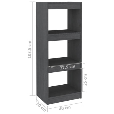 vidaXL Book Cabinet/Room Divider Grey 40x30x103.5 cm Solid Pinewood