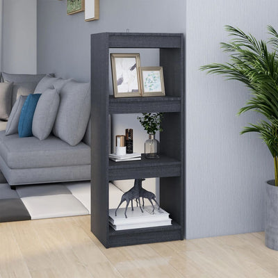 vidaXL Book Cabinet/Room Divider Grey 40x30x103.5 cm Solid Pinewood