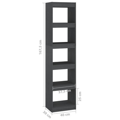 vidaXL Book Cabinet/Room Divider Black 40x30x167.5 cm Solid Pinewood