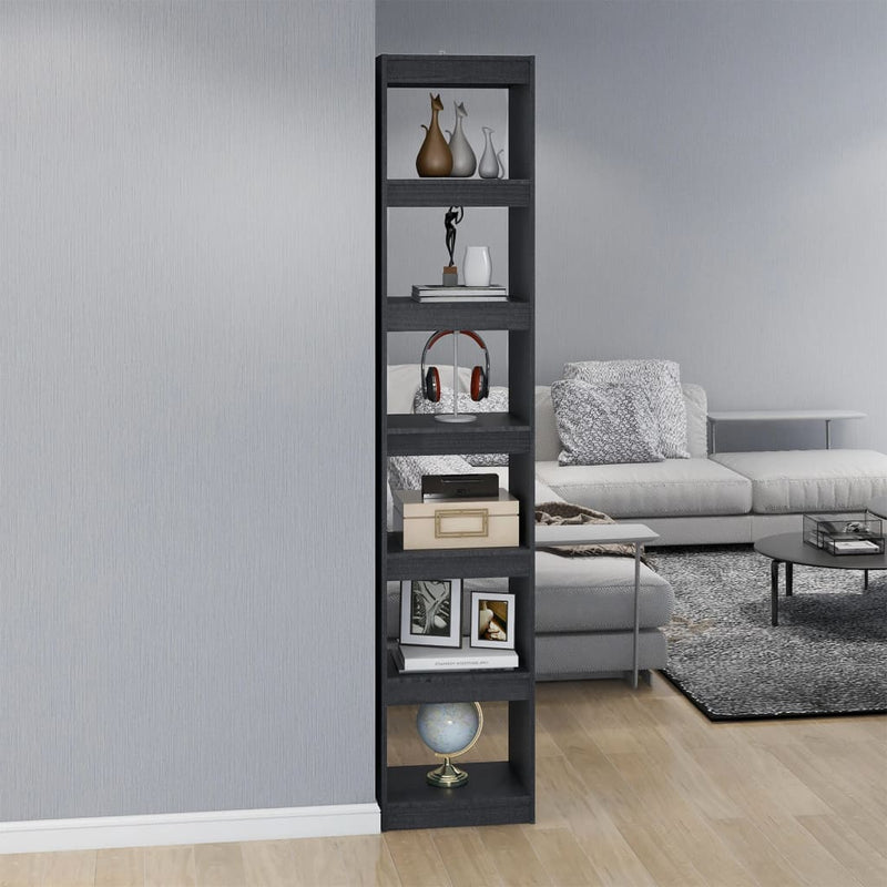 vidaXL Book Cabinet/Room Divider Grey 40x30x199 cm Solid Pinewood
