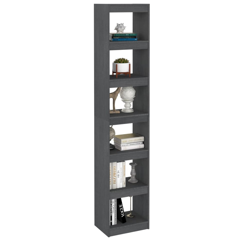 vidaXL Book Cabinet/Room Divider Grey 40x30x199 cm Solid Pinewood