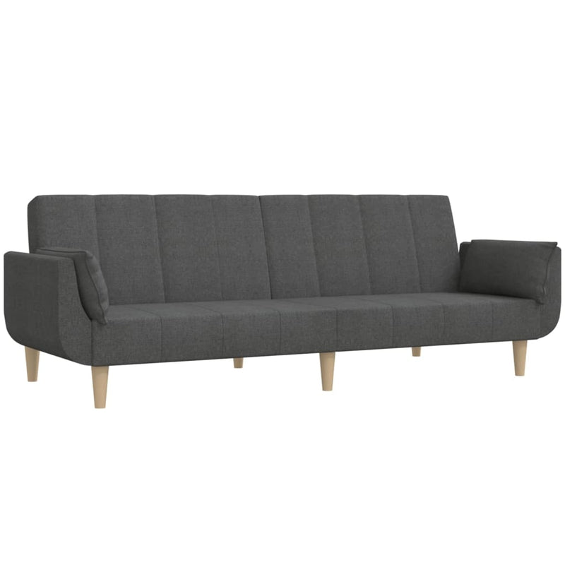 vidaXL 2-Seater Sofa Bed with Two Pillows Dark Grey Fabric