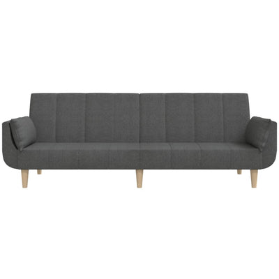 vidaXL 2-Seater Sofa Bed with Two Pillows Dark Grey Fabric