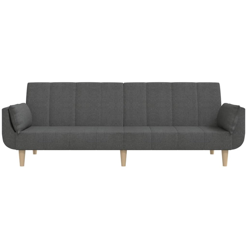 vidaXL 2-Seater Sofa Bed with Two Pillows Dark Grey Fabric