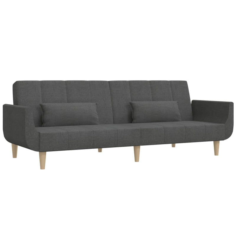 vidaXL 2-Seater Sofa Bed with Two Pillows Dark Grey Fabric