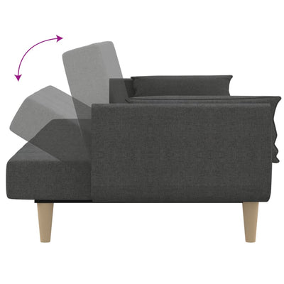 vidaXL 2-Seater Sofa Bed with Two Pillows Dark Grey Fabric