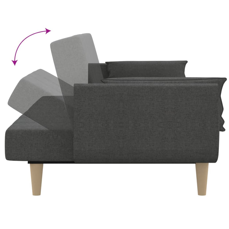 vidaXL 2-Seater Sofa Bed with Two Pillows Dark Grey Fabric