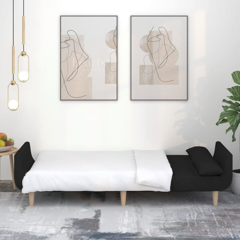 vidaXL 2-Seater Sofa Bed with Two Pillows Dark Grey Fabric