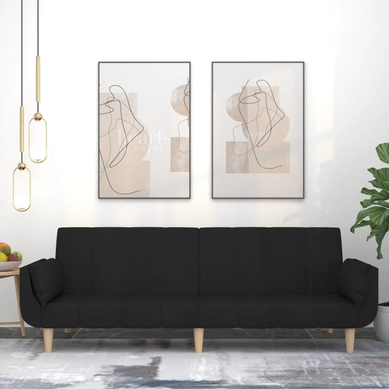 vidaXL 2-Seater Sofa Bed with Two Pillows Dark Grey Fabric