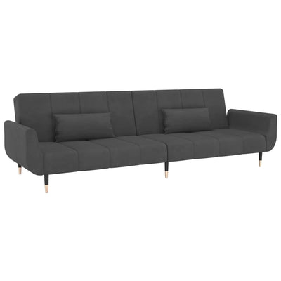 vidaXL 2-Seater Sofa Bed with Two Pillows Black Velvet