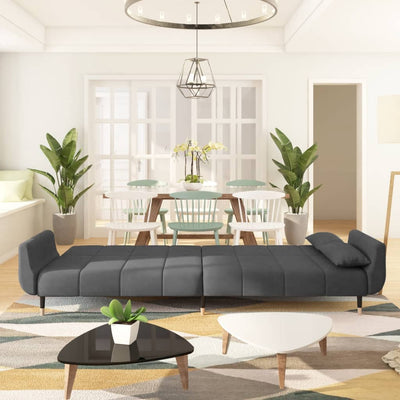 vidaXL 2-Seater Sofa Bed with Two Pillows Black Velvet