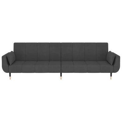 vidaXL 2-Seater Sofa Bed with Two Pillows Black Velvet