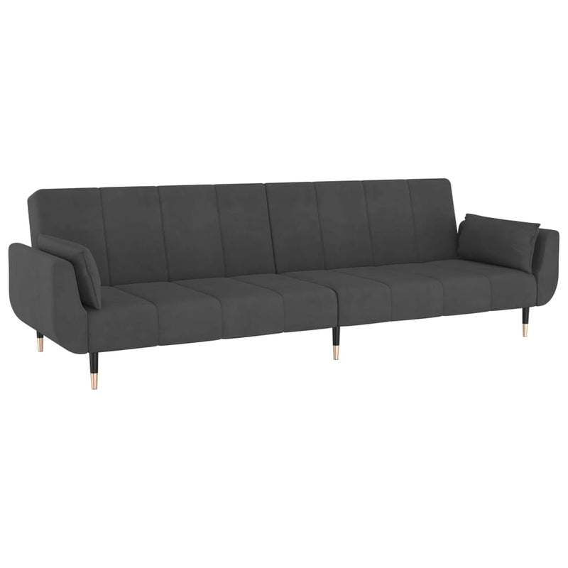 vidaXL 2-Seater Sofa Bed with Two Pillows Black Velvet