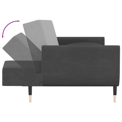 vidaXL 2-Seater Sofa Bed with Two Pillows Black Velvet