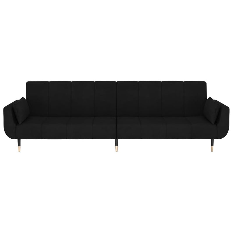 vidaXL 2-Seater Sofa Bed with Two Pillows Black Velvet