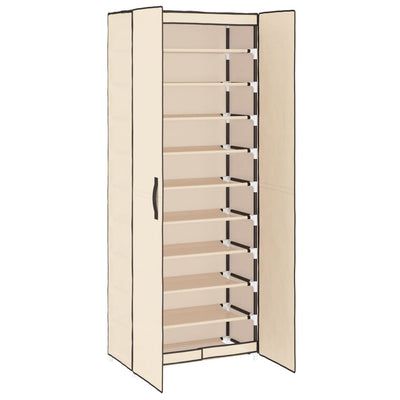 vidaXL Shoe Cabinet Cream 60x30x166 cm Fabric