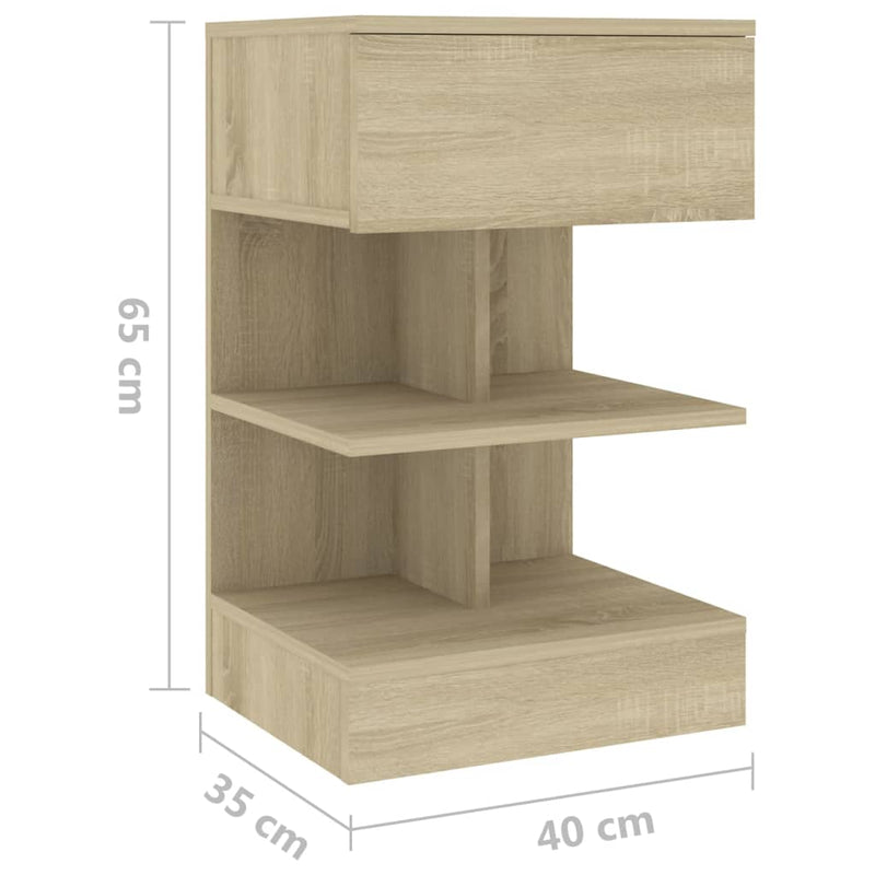 vidaXL Bedside Cabinet Sonoma Oak 40x35x65 cm Engineered Wood
