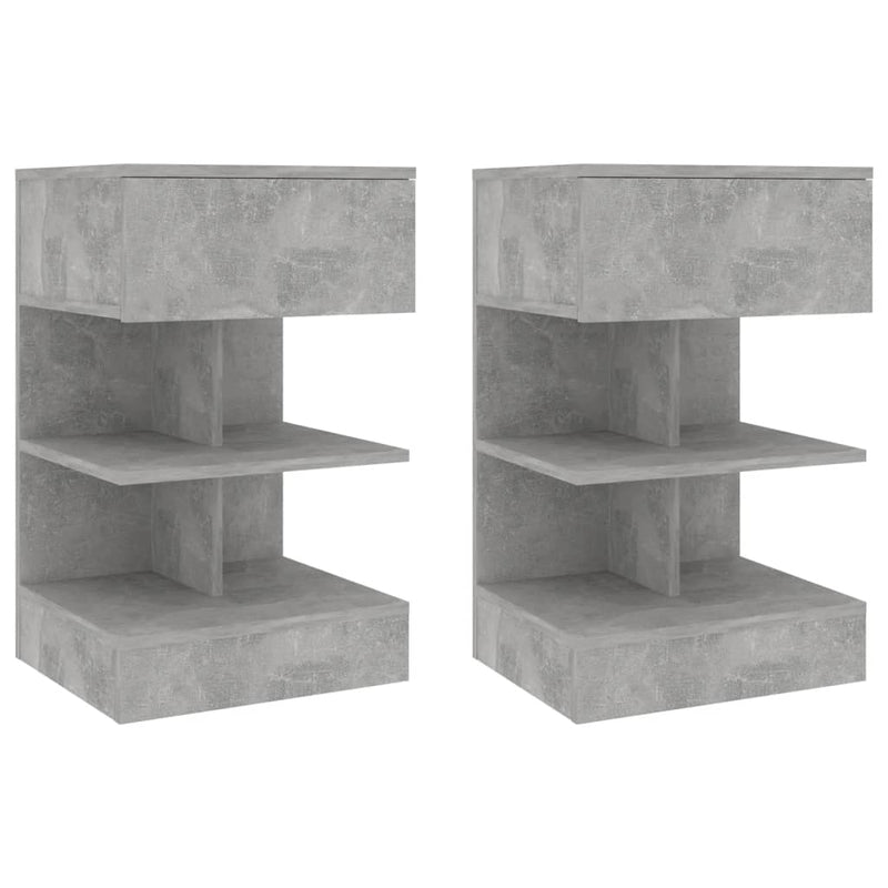 vidaXL Bedside Cabinets 2 pcs Concrete Grey 40x35x65 cm