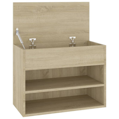 vidaXL Shoe Bench Sonoma Oak 60x30x45 cm Engineered Wood