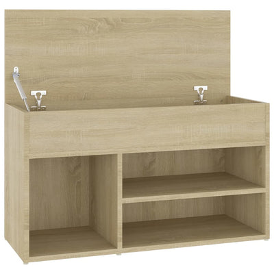 vidaXL Shoe Bench Sonoma Oak 80x30x45 cm Engineered Wood