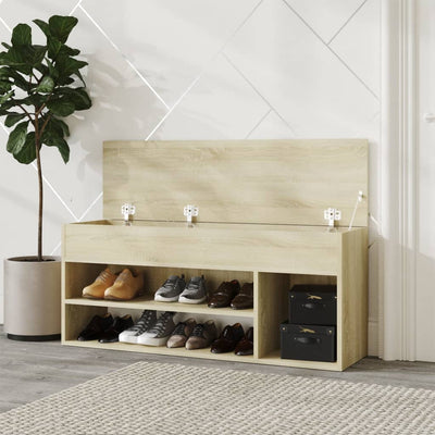 vidaXL Shoe Bench Sonoma Oak 105x30x45 cm Engineered Wood