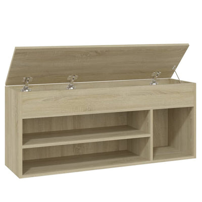 vidaXL Shoe Bench Sonoma Oak 105x30x45 cm Engineered Wood