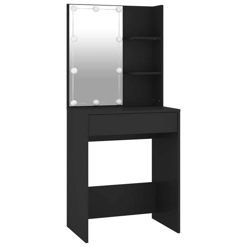 vidaXL Dressing Table with LED Black 60x40x140 cm