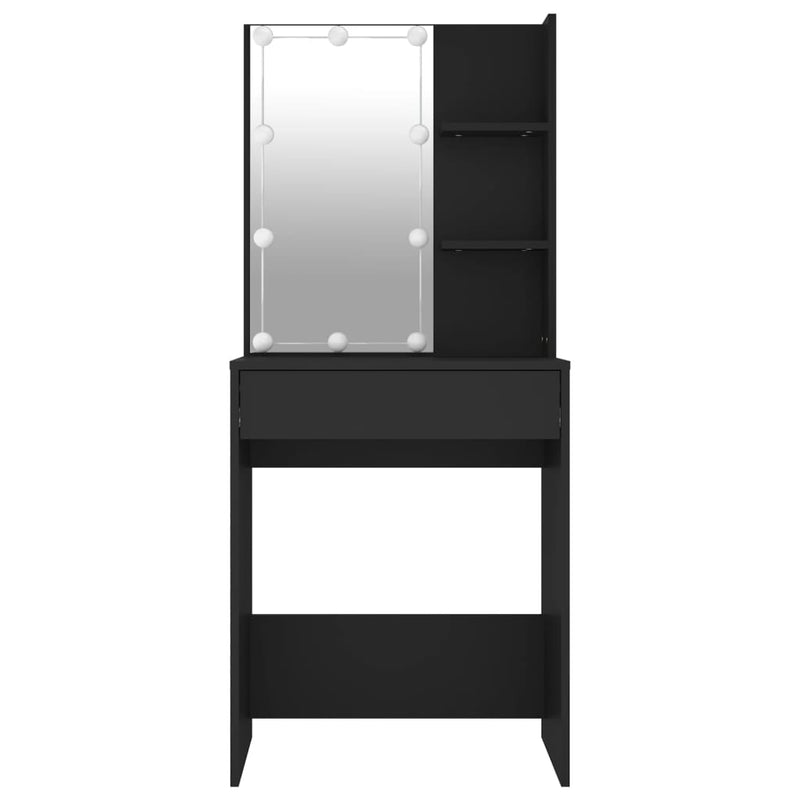 vidaXL Dressing Table with LED Black 60x40x140 cm