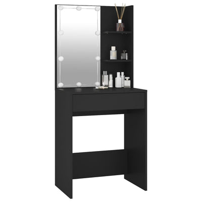 vidaXL Dressing Table with LED Black 60x40x140 cm