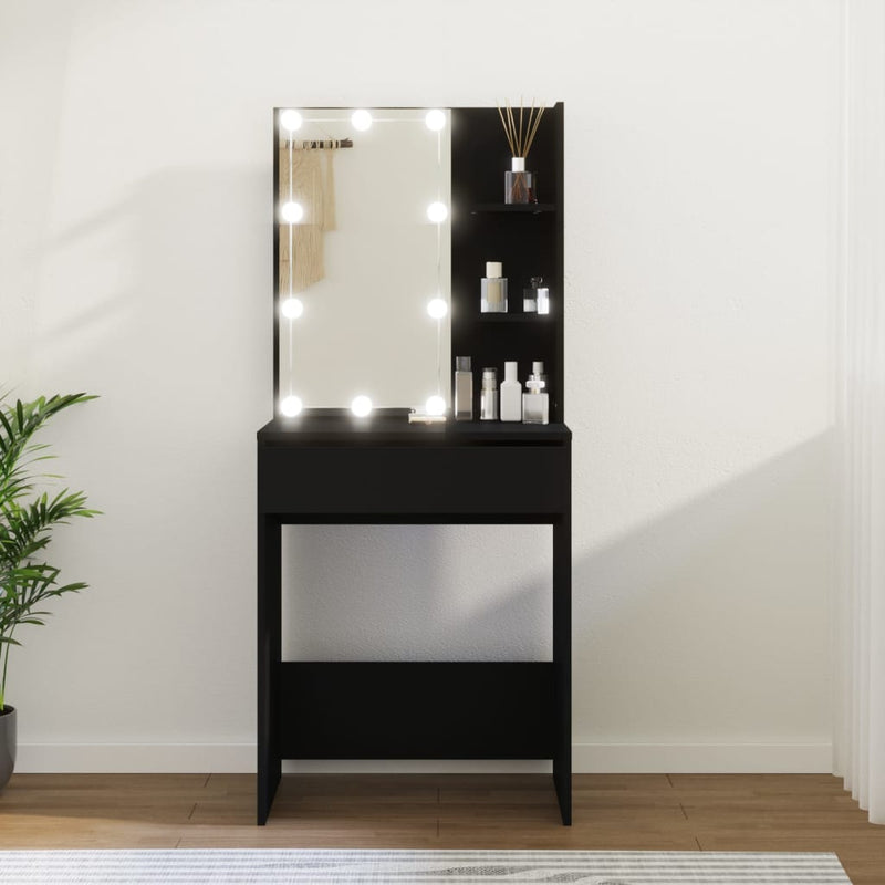 vidaXL Dressing Table with LED Black 60x40x140 cm