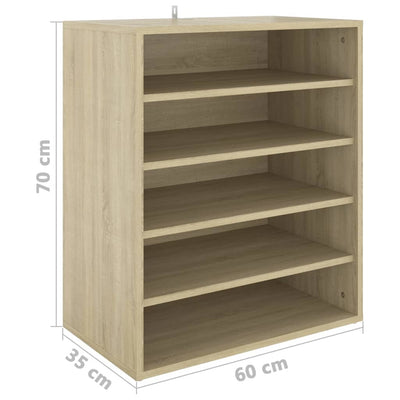 vidaXL Shoe Cabinet Sonoma Oak 60x35x70 cm Engineered Wood