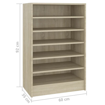 vidaXL Shoe Cabinet Sonoma Oak 60x35x92 cm Engineered Wood