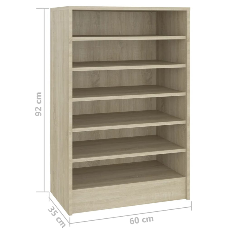 vidaXL Shoe Cabinet Sonoma Oak 60x35x92 cm Engineered Wood