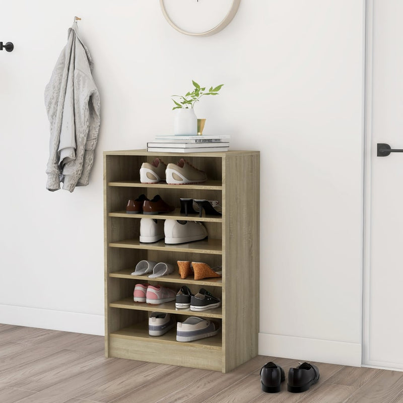 vidaXL Shoe Cabinet Sonoma Oak 60x35x92 cm Engineered Wood