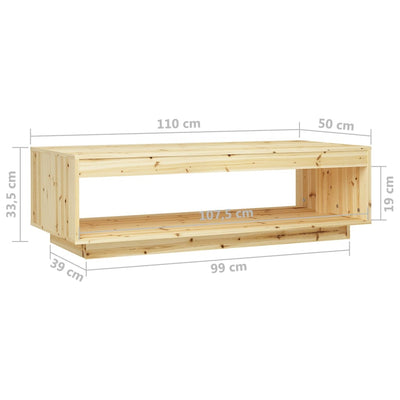 vidaXL Coffee Table 110x50x33.5 cm Solid Firwood