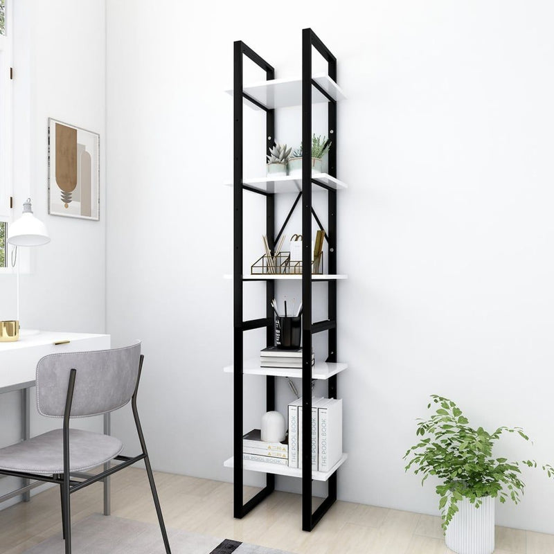 vidaXL 5-Tier Book Cabinet Black 40x30x175 cm Engineered Wood