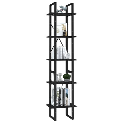 vidaXL 5-Tier Book Cabinet Black 40x30x175 cm Engineered Wood