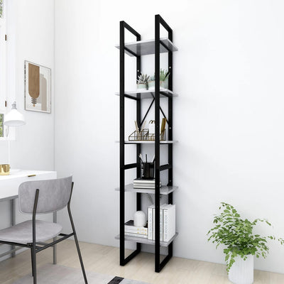 vidaXL 5-Tier Book Cabinet Black 40x30x175 cm Engineered Wood