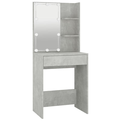 vidaXL LED Dressing Table with Cabinet Concrete Grey Engineered Wood