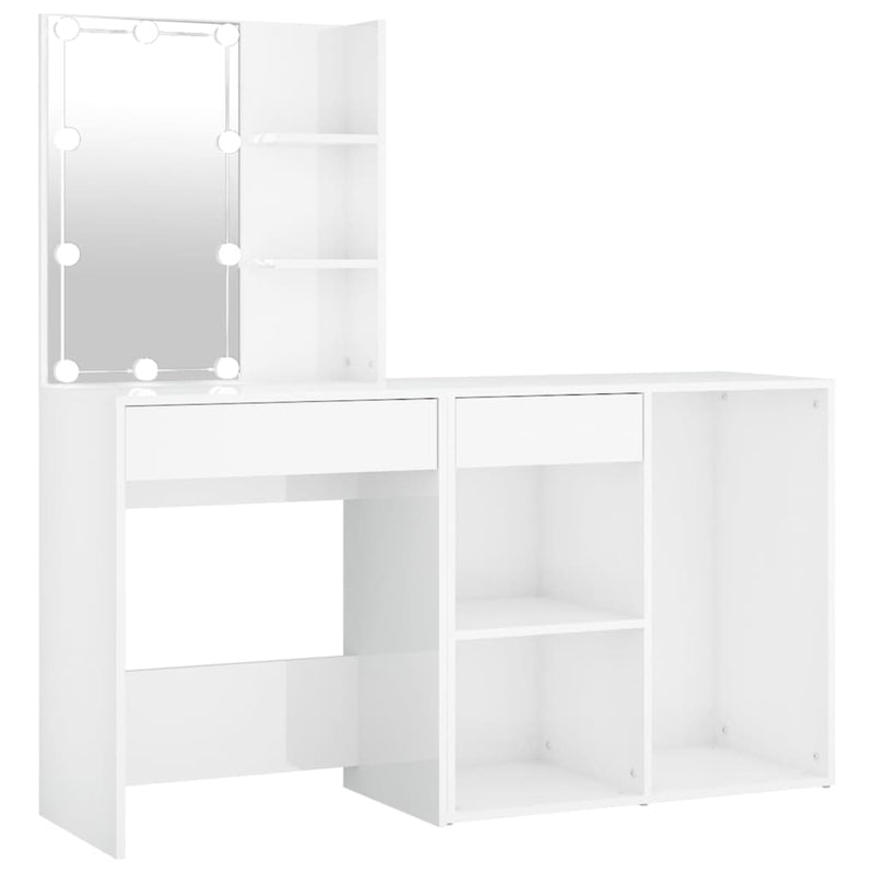 vidaXL LED Dressing Table with Cabinet Concrete Grey Engineered Wood