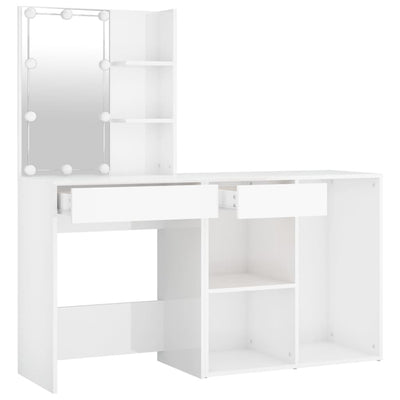 vidaXL LED Dressing Table with Cabinet Concrete Grey Engineered Wood