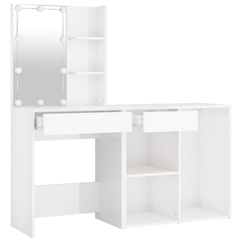vidaXL LED Dressing Table with Cabinet Concrete Grey Engineered Wood