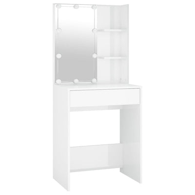 vidaXL LED Dressing Table with Cabinet Concrete Grey Engineered Wood