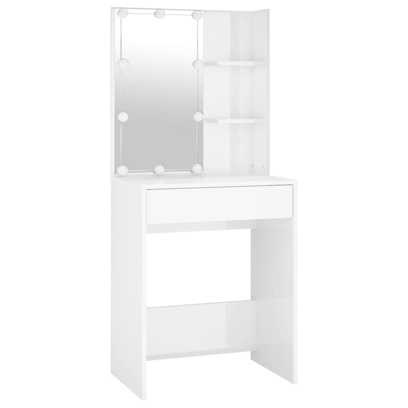 vidaXL LED Dressing Table with Cabinet Concrete Grey Engineered Wood