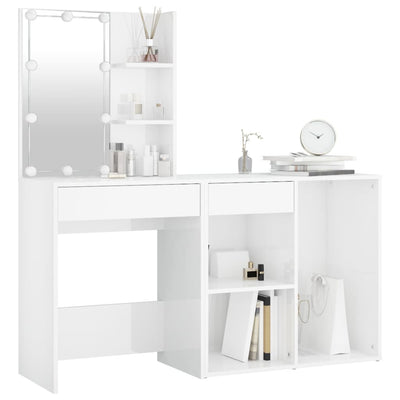 vidaXL LED Dressing Table with Cabinet Concrete Grey Engineered Wood